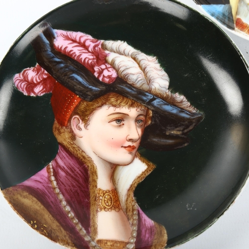 1165 - A pair of 19th century porcelain dishes with hand painted portraits, diameter 12.5cm