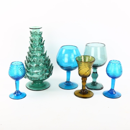 1170 - A group of coloured Studio glass items, largest vase height 24cm