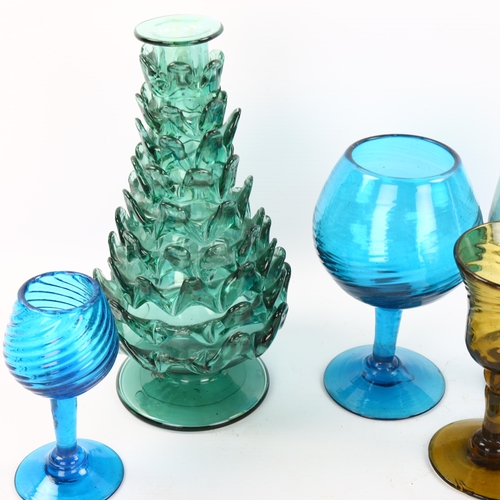 1170 - A group of coloured Studio glass items, largest vase height 24cm