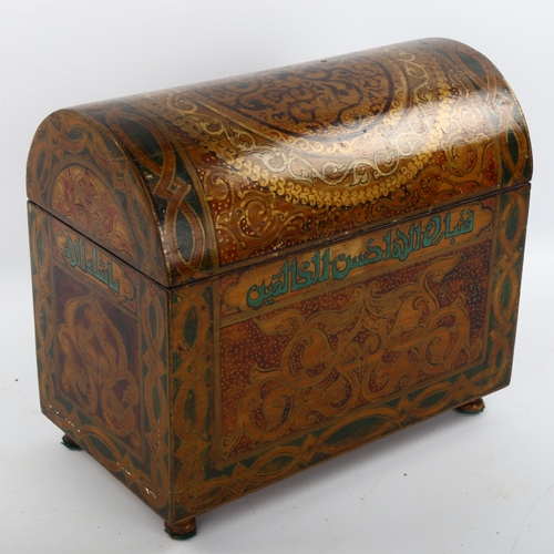 1172 - An Islamic dome-top box with hand painted gilded decoration, length 29cm