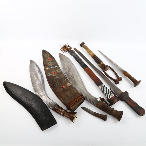 1177 - 2 Indian kukri knives and 2 African hunting knives (4)