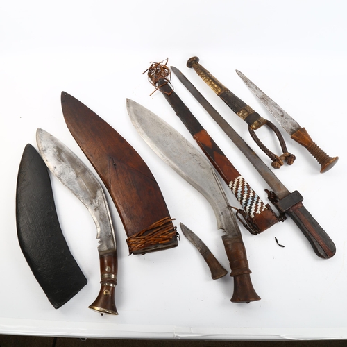 1177 - 2 Indian kukri knives and 2 African hunting knives (4)