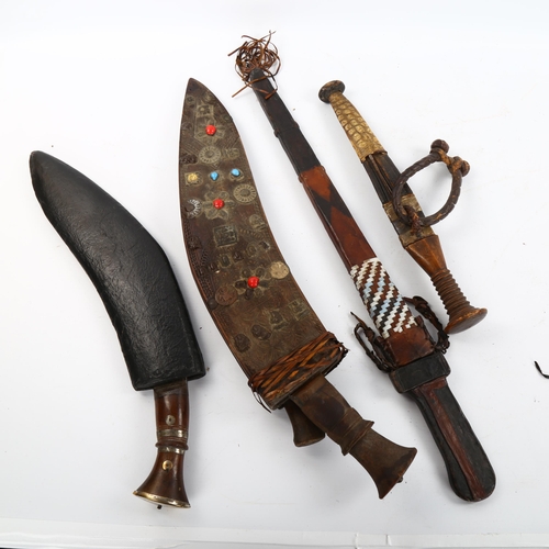 1177 - 2 Indian kukri knives and 2 African hunting knives (4)