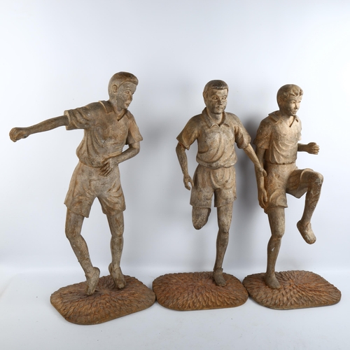 1181 - A set of 3 hardwood dancing figures, height 63cm