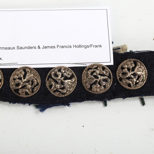 1190 - A set of 8 Victorian silver buttons, by Saunders & Hollings, hallmarks Chester 1898, diameter 22mm, ... 