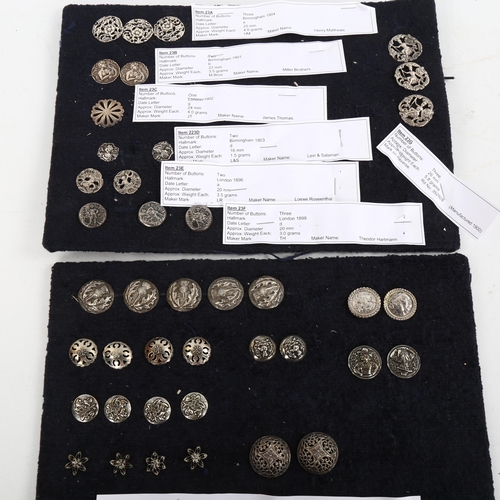 1192 - A group of various Victorian and Edwardian silver buttons, and a small group of Victorian white meta... 