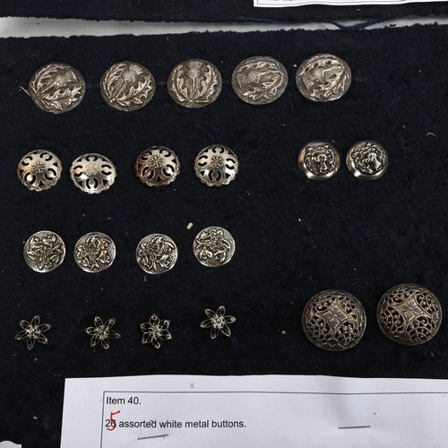 1192 - A group of various Victorian and Edwardian silver buttons, and a small group of Victorian white meta... 