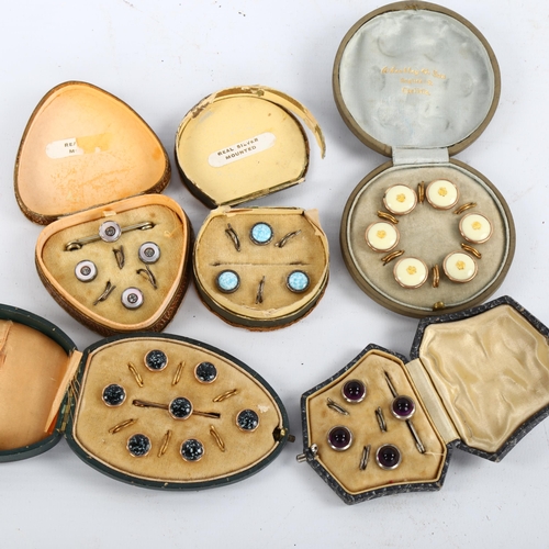 1196 - 5 cased sets of Victorian dress buttons/studs