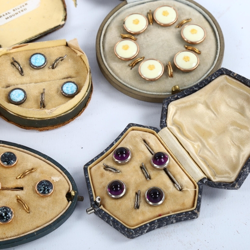 1196 - 5 cased sets of Victorian dress buttons/studs