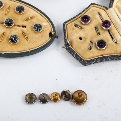 1196 - 5 cased sets of Victorian dress buttons/studs