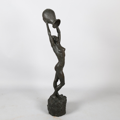 1207 - Enzo Plazzotta (Italian, 1921-1981), large patinated bronze sculpture, The Pitcher Girl, numbered 6/... 