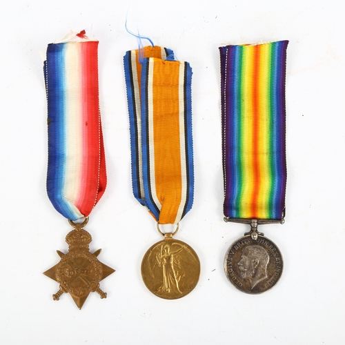 1209 - A trio of Great War Service medals, awarded to 10136 Pte T J Bland West Yorkshire Regiment