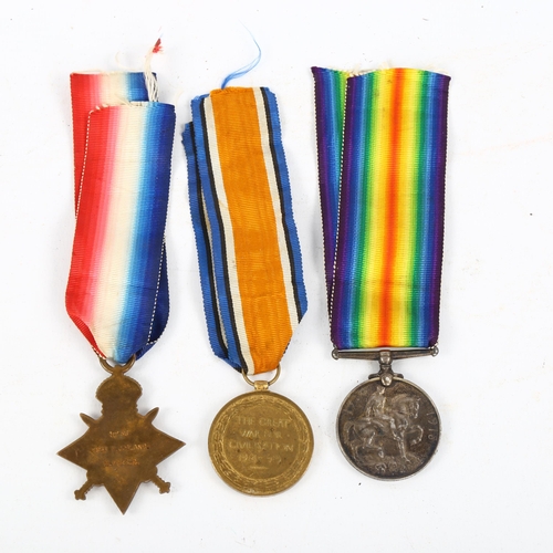 1209 - A trio of Great War Service medals, awarded to 10136 Pte T J Bland West Yorkshire Regiment