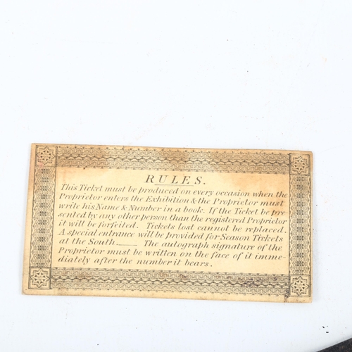 1215 - Great Exhibition 1851, Season Ticket of Admission to the Exhibition of the Works of Industry of all ... 