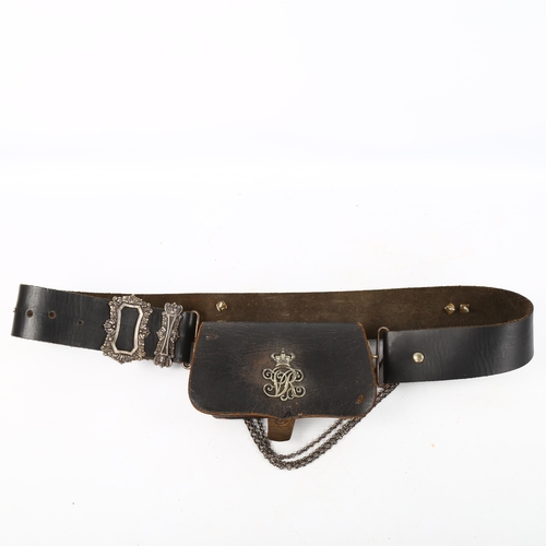 1218 - A Victorian Rifle Brigade regimental cross belt with pouch and whistle,