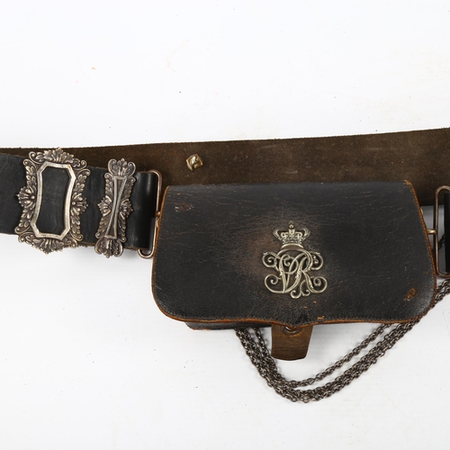 1218 - A Victorian Rifle Brigade regimental cross belt with pouch and whistle,