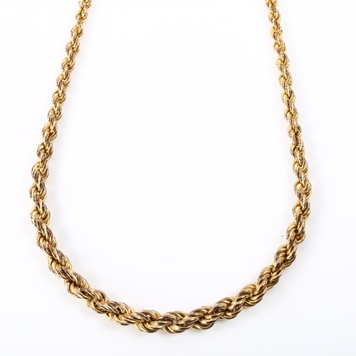 345 - A 9ct gold graduated rope twist chain necklace, length 44cm, 10.1g