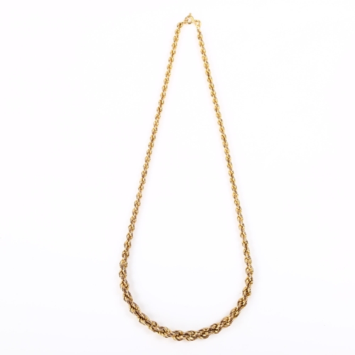 345 - A 9ct gold graduated rope twist chain necklace, length 44cm, 10.1g