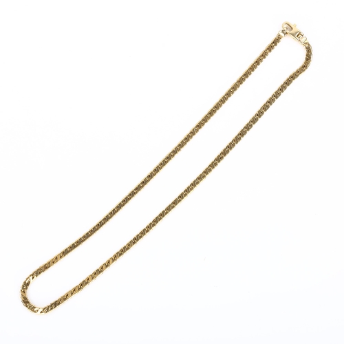 346 - A 9ct gold flat anchor link chain necklace, length 38cm, 14.7g