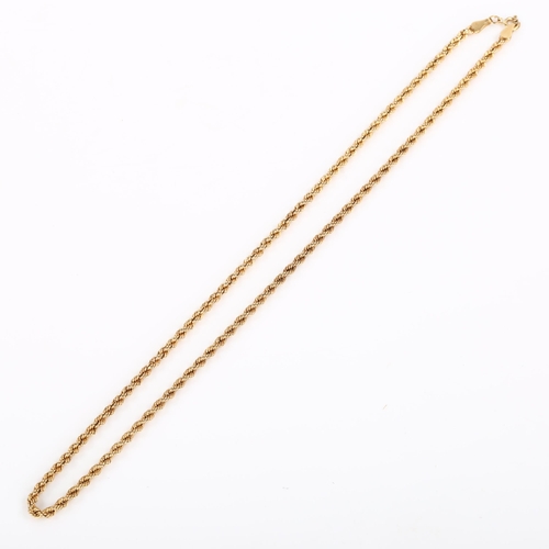 347 - A 9ct gold rope twist chain necklace, length 40cm, 2.9g