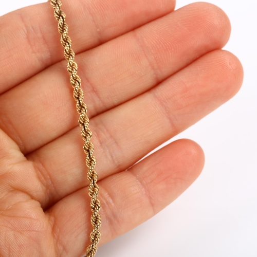 347 - A 9ct gold rope twist chain necklace, length 40cm, 2.9g