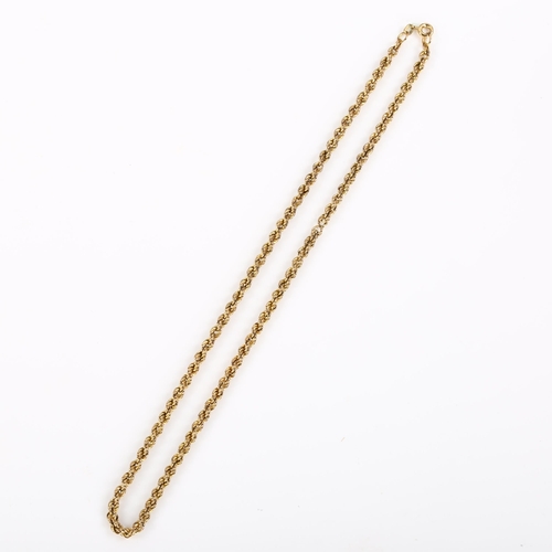 348 - A 9ct gold rope twist chain necklace, length 40cm, 5g