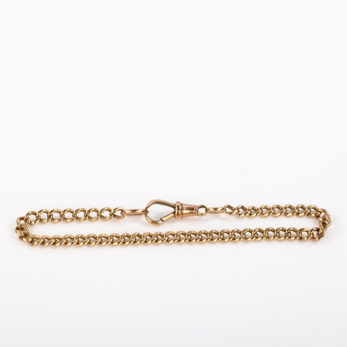 350 - An Antique 9ct rose gold curb link chain bracelet, with 9ct dog clip, bracelet length 16cm, 8.3g