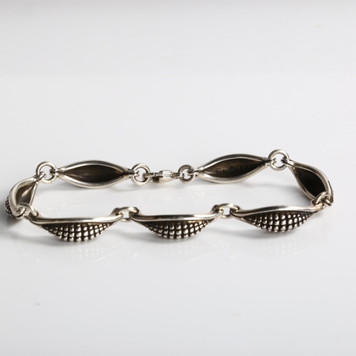 363 - GEORG JENSEN - a Danish modernist sterling silver corn cob panel bracelet, designed by Lene Munthe, ... 