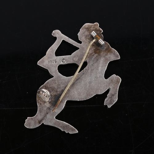 377 - A mid-20th century Scandinavian silver Taurus brooch, length 54.1mm, 16.6g