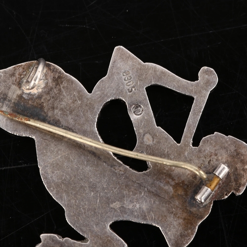 377 - A mid-20th century Scandinavian silver Taurus brooch, length 54.1mm, 16.6g