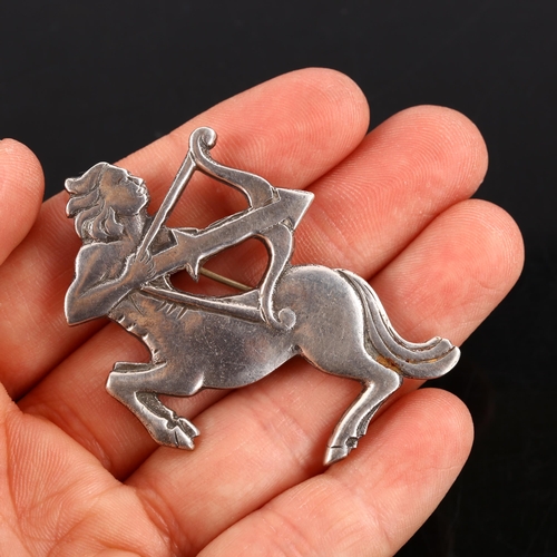 377 - A mid-20th century Scandinavian silver Taurus brooch, length 54.1mm, 16.6g