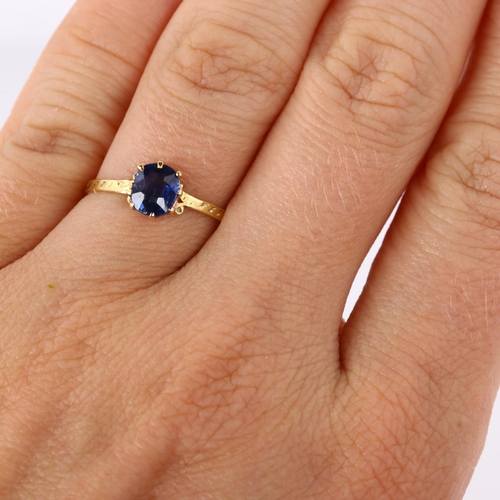 393 - A Georgian sapphire dress ring, unmarked gold settings with oval cushion-cut sapphire, sapphire meas... 