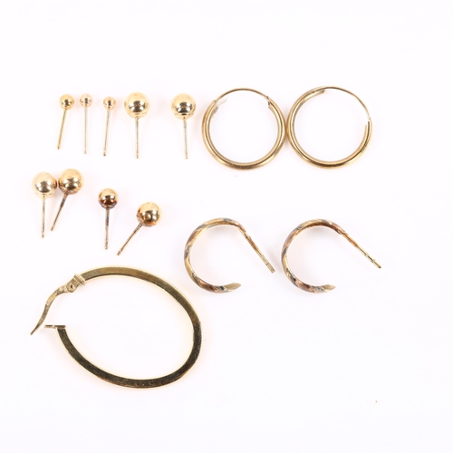 425 - Various 9ct gold earrings, 2.5g total