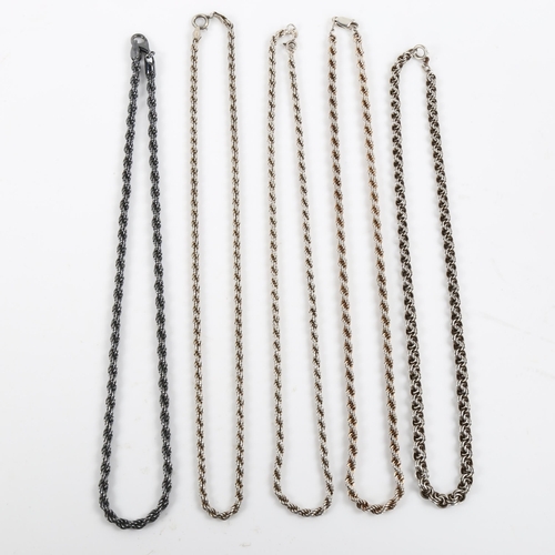 430 - 5 Danish silver chain necklaces, makers include Guld, Og, Solv Design Horsens, all 14cm long, 101.6g... 