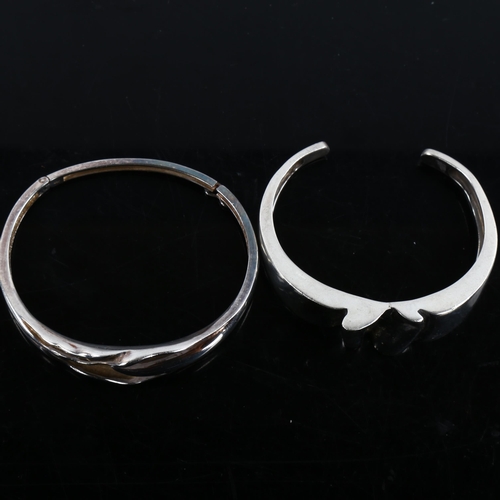 434 - 2 Danish silver fold bracelets, makers include Gifa and Aagaard, largest internal measurements 6cm x... 