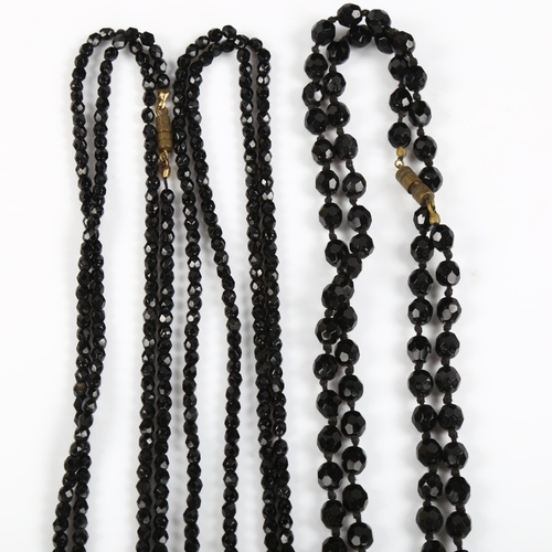 441 - Various faceted jet beads and necklaces