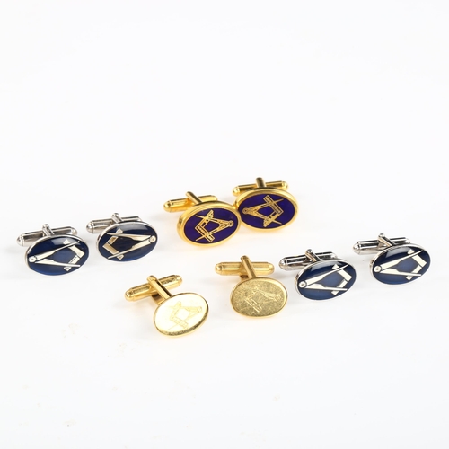 445 - Various Masonic cufflinks, including 2 silver examples