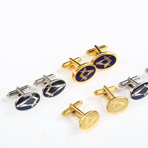 445 - Various Masonic cufflinks, including 2 silver examples