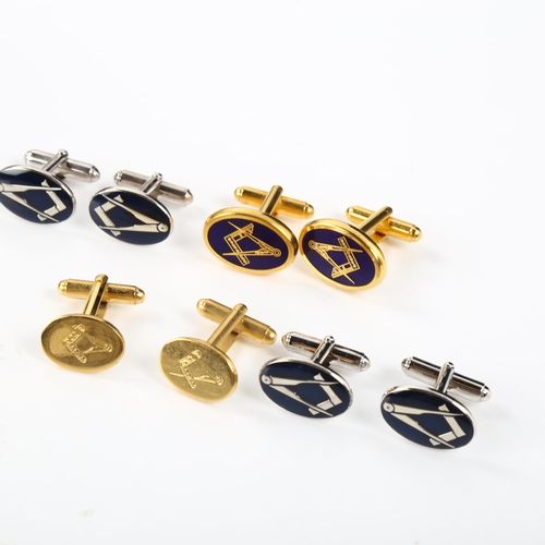 445 - Various Masonic cufflinks, including 2 silver examples