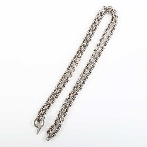 466 - ROBERT VALENTIN OLSEN - a Danish sterling silver cable link chain necklace, length 70cm, 57.9g