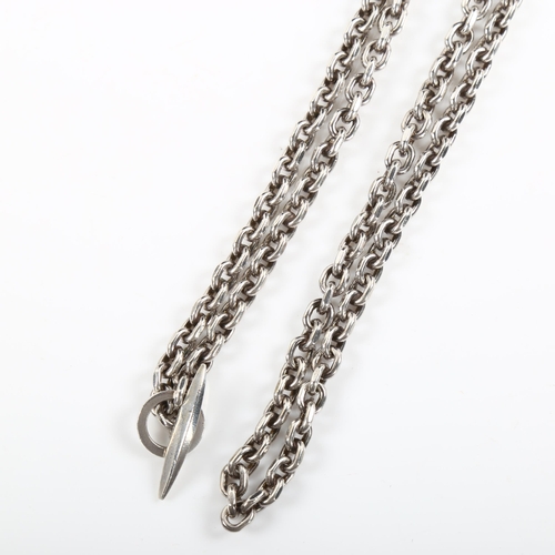 466 - ROBERT VALENTIN OLSEN - a Danish sterling silver cable link chain necklace, length 70cm, 57.9g