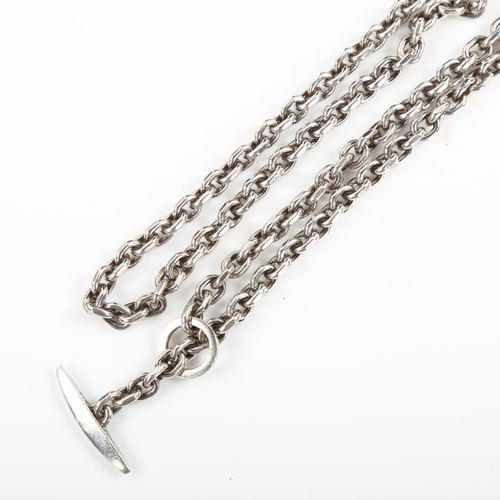 466 - ROBERT VALENTIN OLSEN - a Danish sterling silver cable link chain necklace, length 70cm, 57.9g