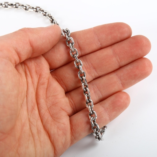 466 - ROBERT VALENTIN OLSEN - a Danish sterling silver cable link chain necklace, length 70cm, 57.9g