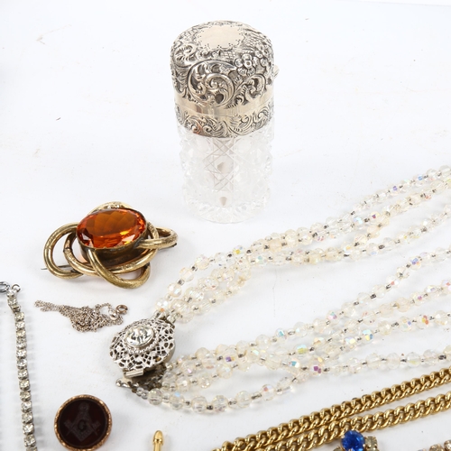 472 - Various jewellery and silver, including toilet jar, bracelets, necklaces etc