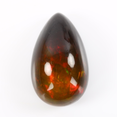 477 - 19.46ct unmounted pear cabochon black opal, 22.95mm x 14.16mm x 11.98mm, with IGL & I gemstone repor... 