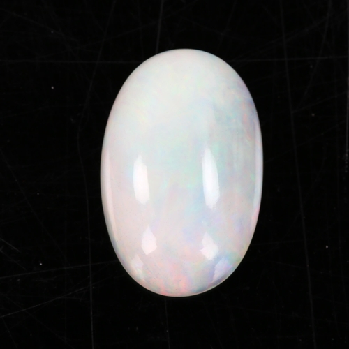 478 - 8.93ct unmounted oval cabochon white opal, 19.10mm x 12.39mm x 7.09mm, with WGI gemstone report