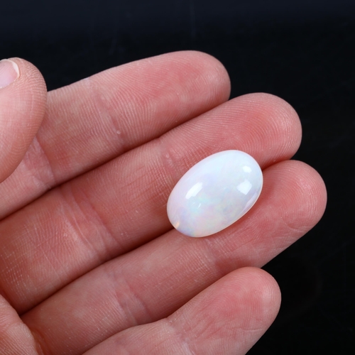 478 - 8.93ct unmounted oval cabochon white opal, 19.10mm x 12.39mm x 7.09mm, with WGI gemstone report