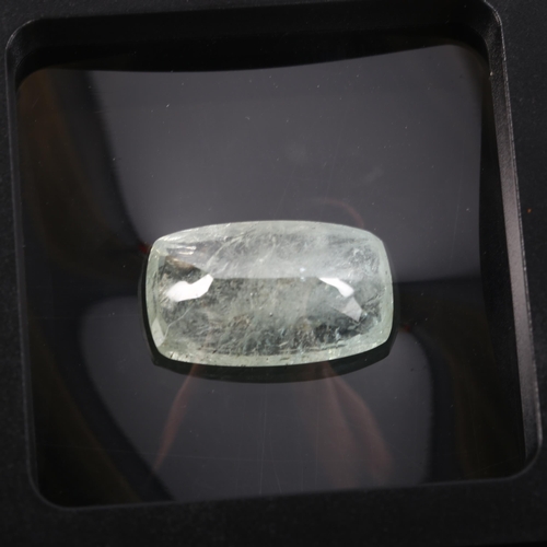 480 - 33.67ct unmounted cushion-cut aquamarine, 27.60mm x 16.57mm x 10.00mm, with AIG Milan gemstone repor... 