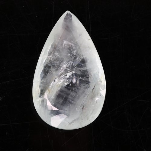 481 - 96.39ct unmounted pear-cut aquamarine, 45.00mm x 27.00mm x 13.00mm, with WGI gemstone report