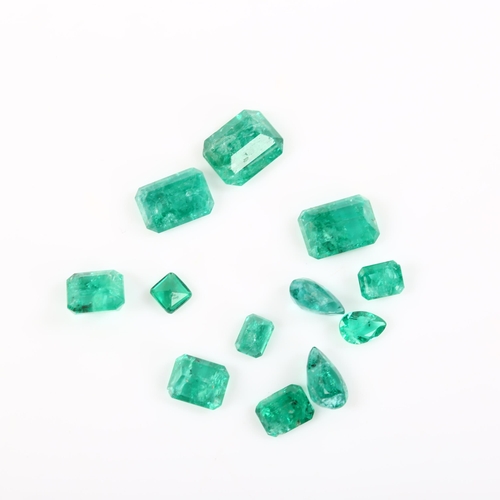 484 - 12 loose vari-shape emeralds, 1.8g total